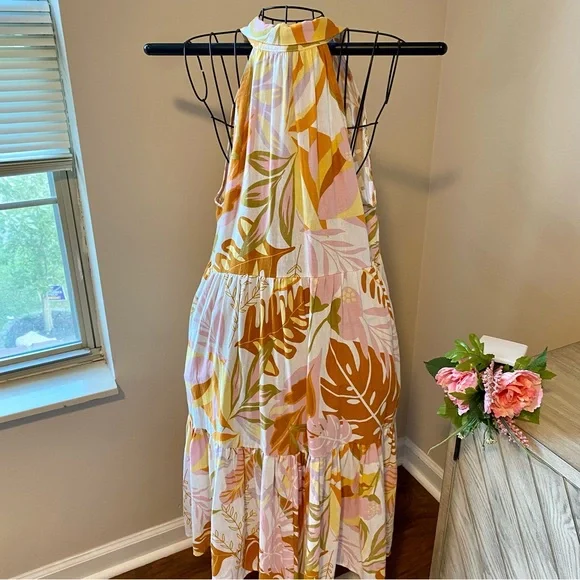 Nicole Miller Tropical Tiered Sleeveless Dress Size L - NEW - Picture 6 of 11